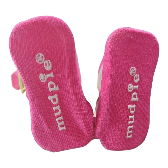 Mud Pie Baby Pibk Dot Flower Sock Shoes with Box - Picture 3 of 6